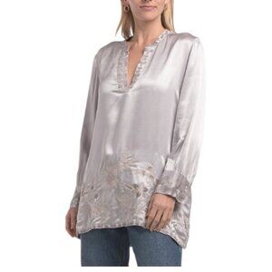 JOHNNY WAS Silver Henley Voyager Tunic